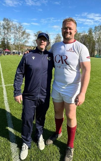 Tom with Andy Barlow - the Tenby United and Finland coach Tom with Andy Barlow - the Tenby United and Finland coach